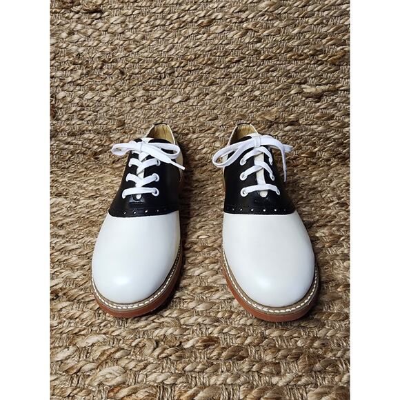 Kesco Classic White Black Lace-up Saddle Oxford Uniform Shoes Size 11.5 New! - Picture 4 of 11